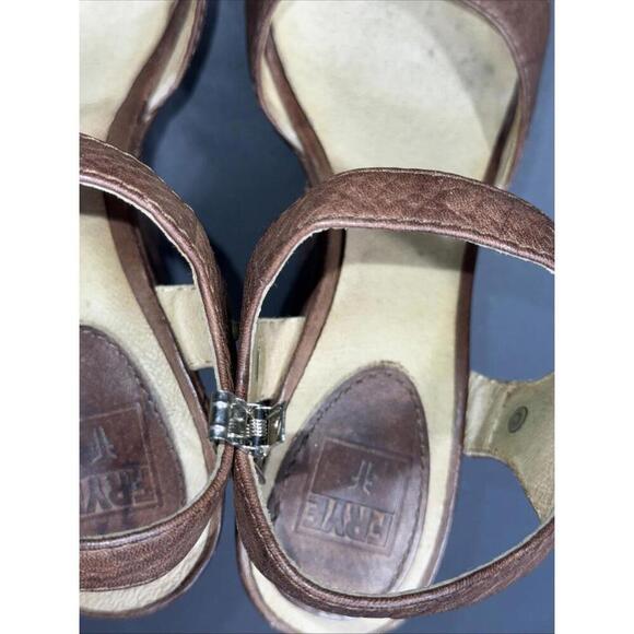 Frye Corrina Campus Platform Brown Leather Y2K Boho Hippie Wedge Heel Sandals 8 - Picture 9 of 15